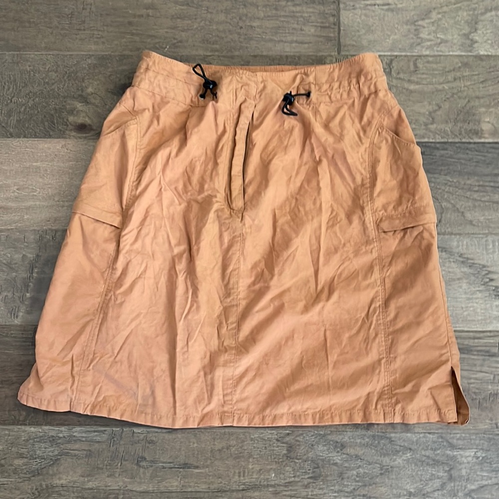 Allegheny Trail Brown Adjustable Skirt W/2 Side Pockets Zip Sz 6, 70% Cotton
